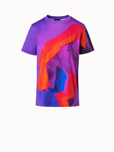 Cotton Jersey T-Shirt with Superimposition Print
