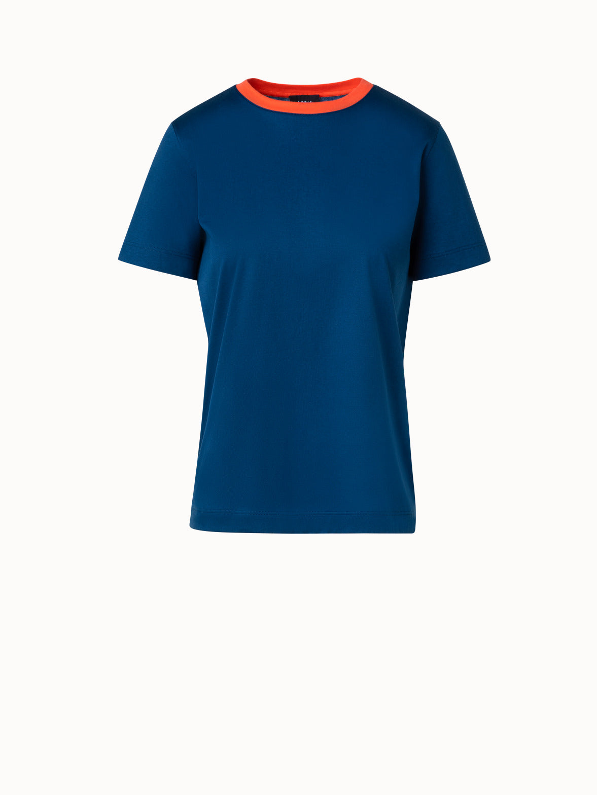 Cotton Jersey T-Shirt with Neckline Block Color