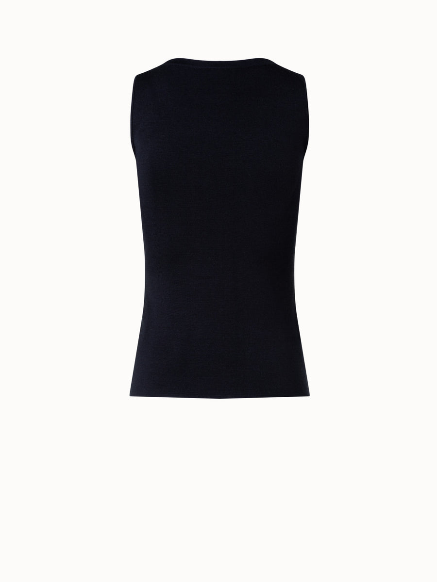 AKRIS Black 100% Silk Sleeveless, 2024 Ruched Top, Size 12 (MSRP $695)