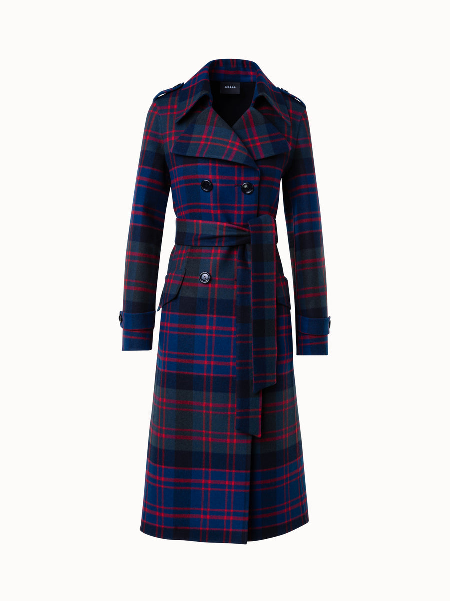 LIDNM WOOL CHECK TRENCH COAT サイズL リドムコート