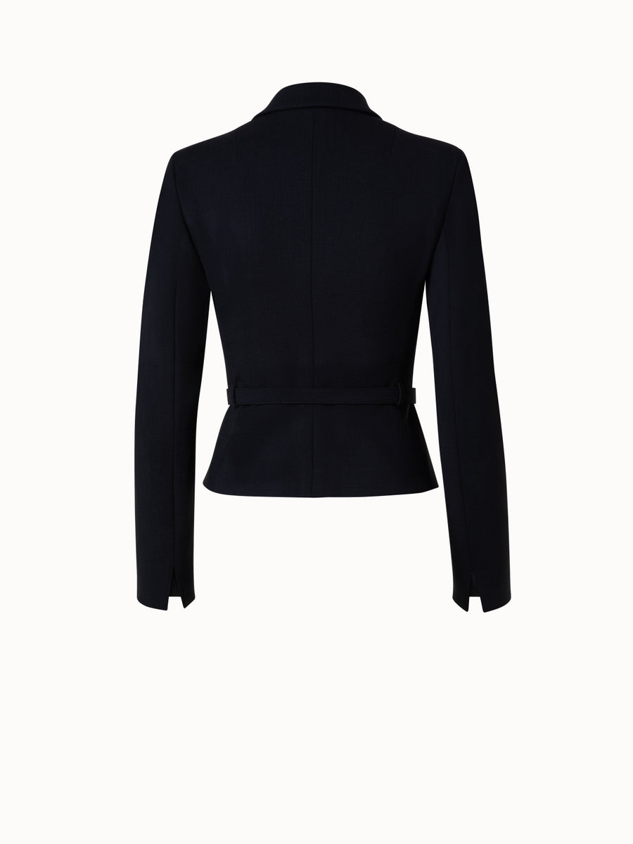 Belted Jacket in Stretch Wool Crepe