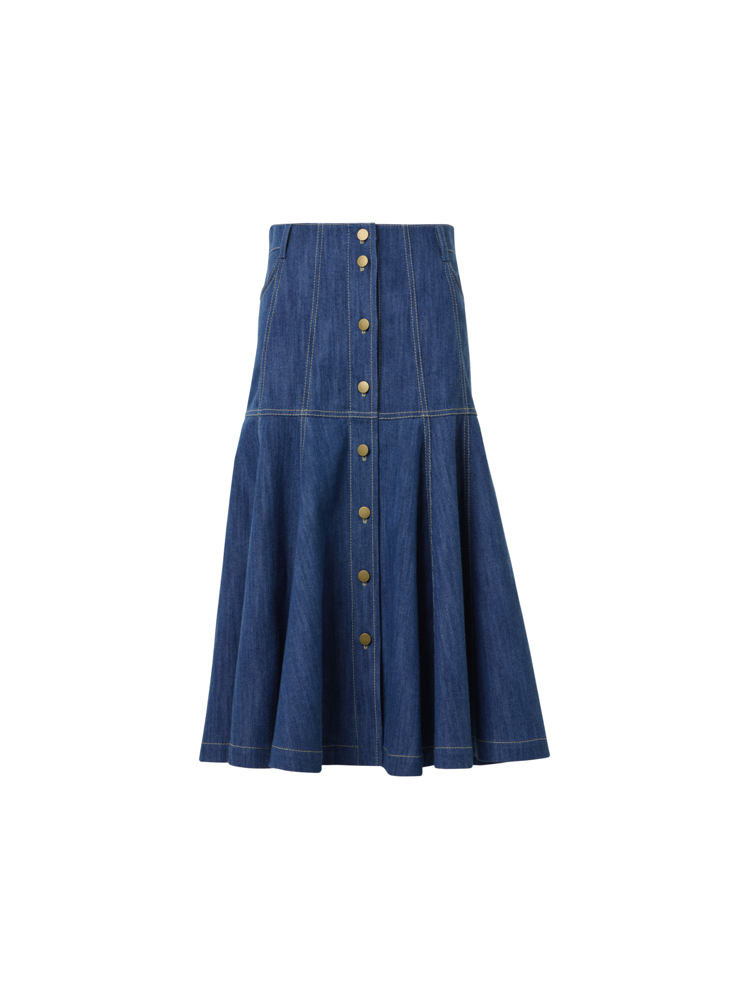Cotton Denim Midi Skirt with Flared Hem – Akris Inc.