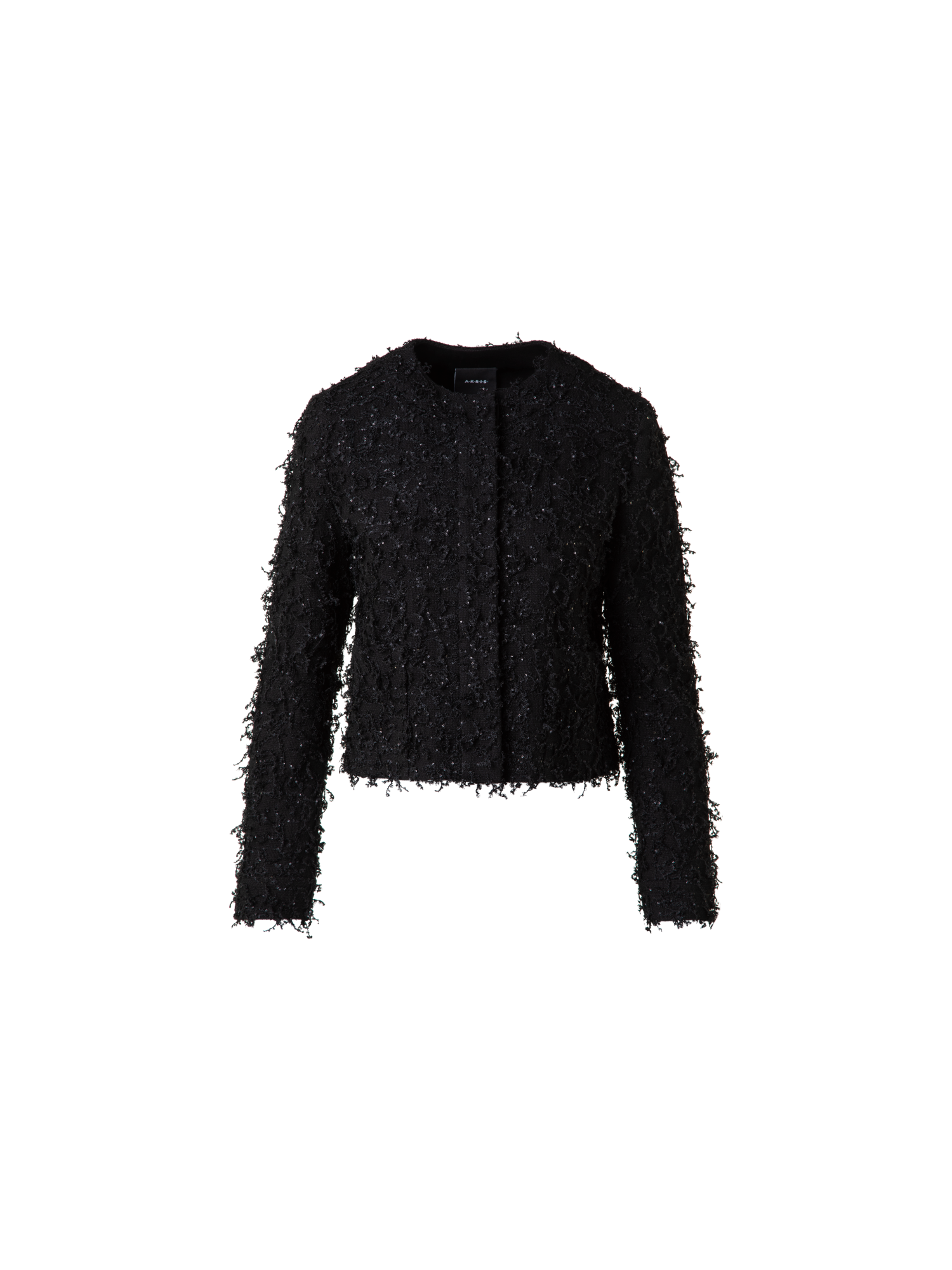 Short Jacket with Micro Sequins Fringed Bouclé – Akris Inc.