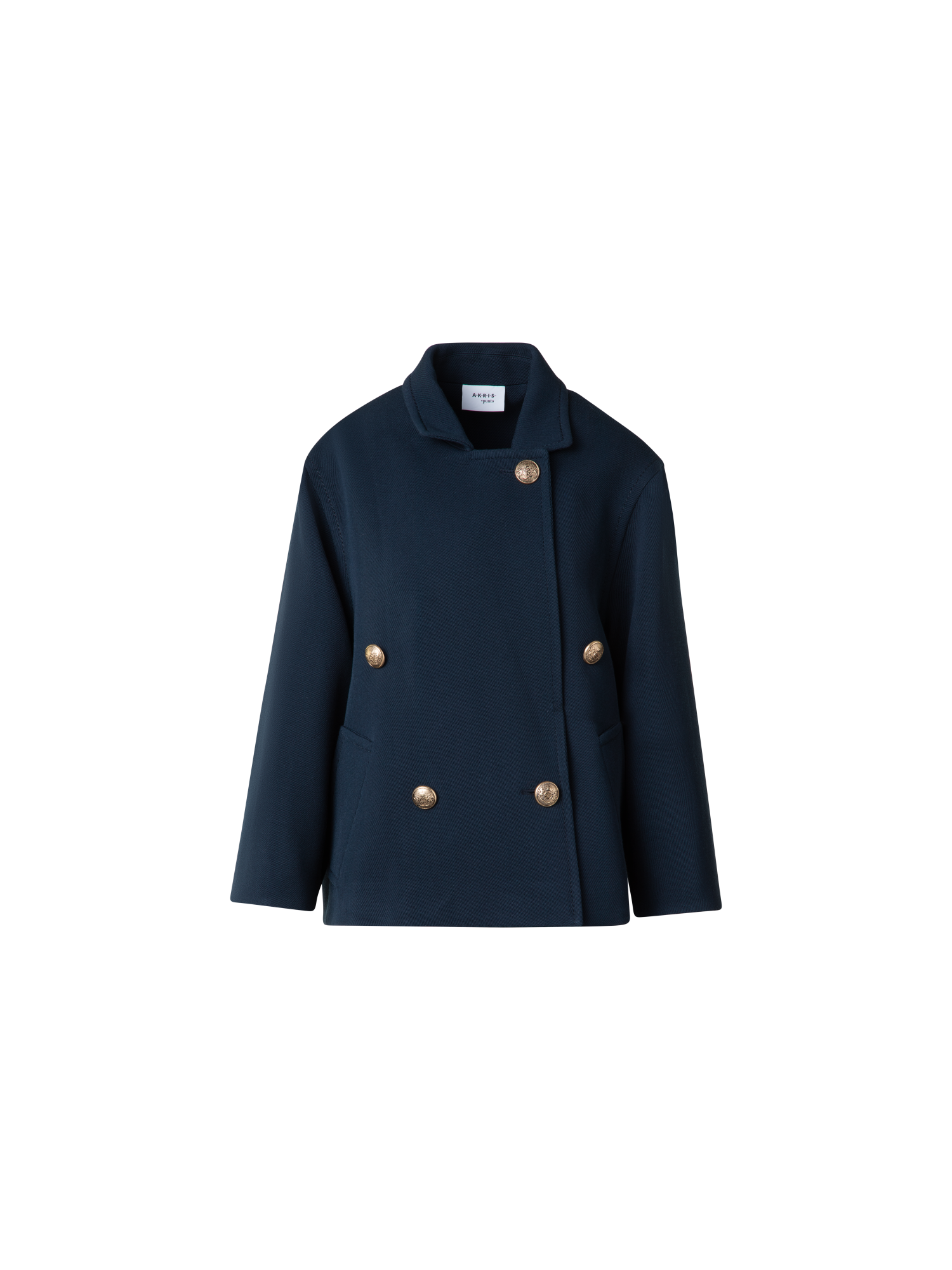 【Aki様】Waist shape Double breasted jacket Double-Breasted Wool Pea Coat – Akris Inc.