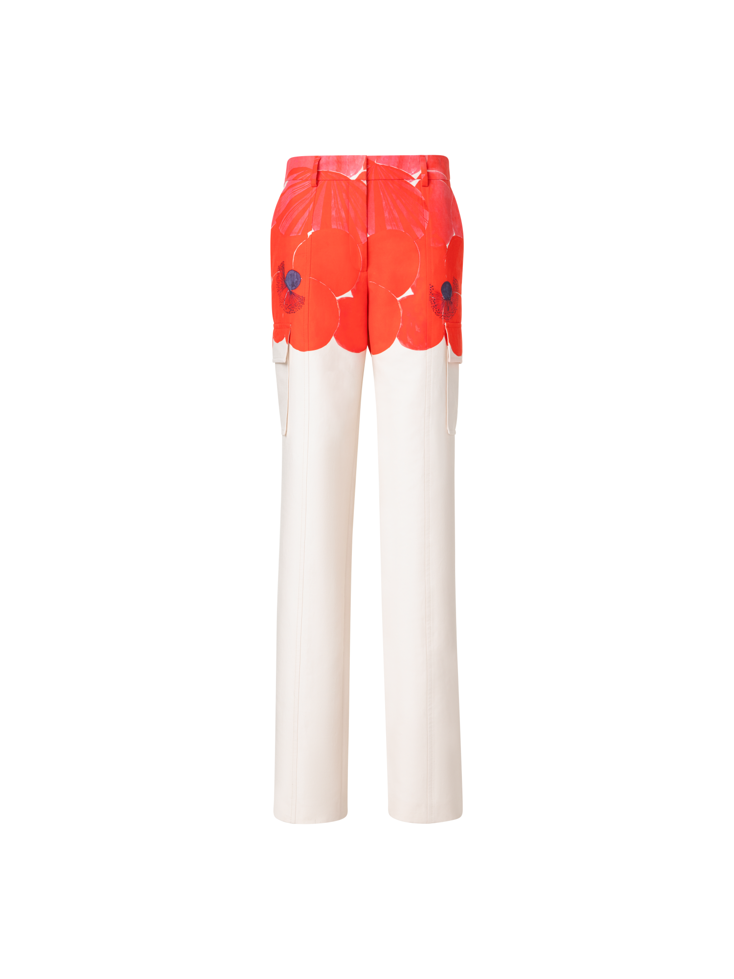 Straight Cotton Silk Cargo Pants with Poppy Print – Akris Inc.