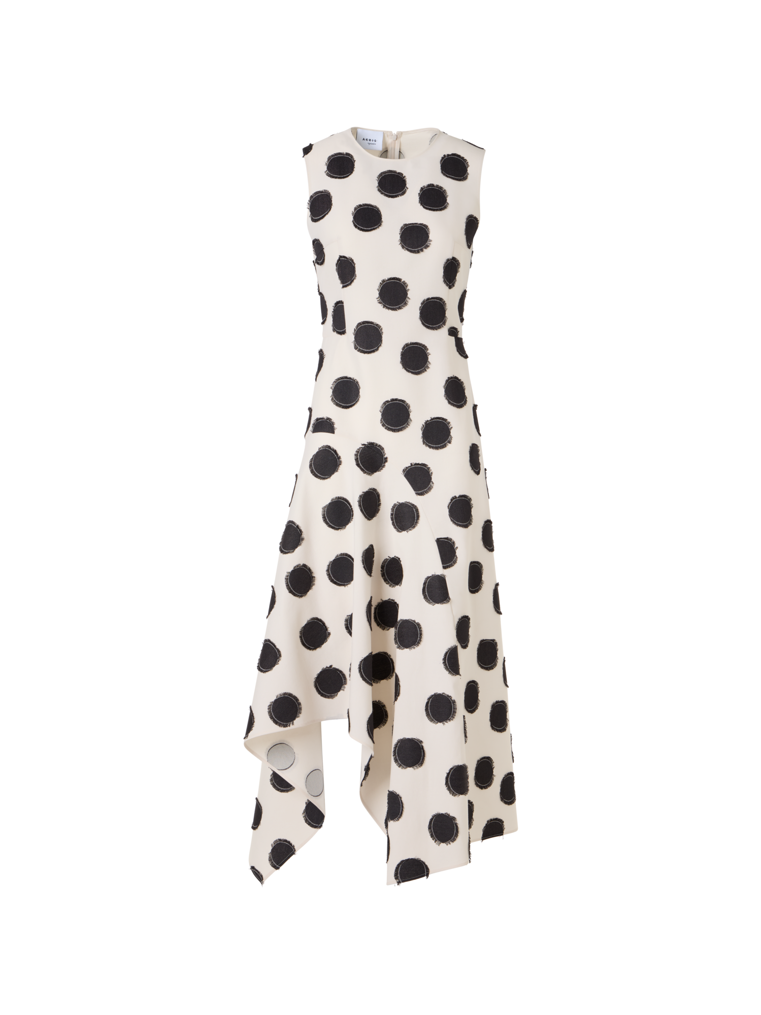Sleeveless Fringed Polka-Dot Midi Dress – Akris Inc