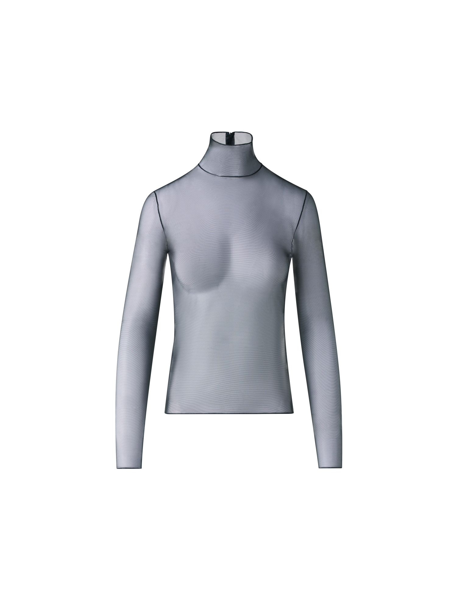 Sheer Fitted Mock Neck Top in Stretch Tulle – Akris Inc.