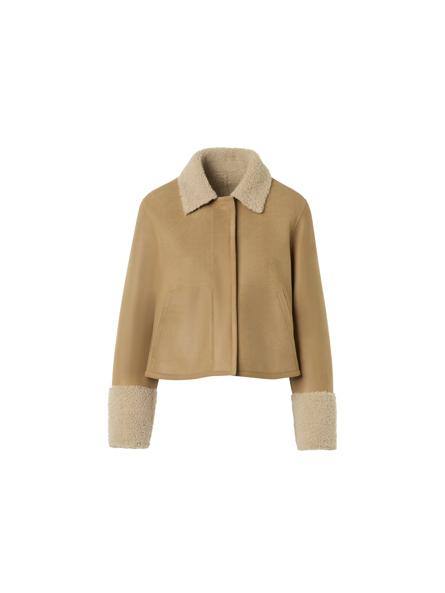 Short Shearling Jacket with Fur Collar and Cuffs – Akris Inc.