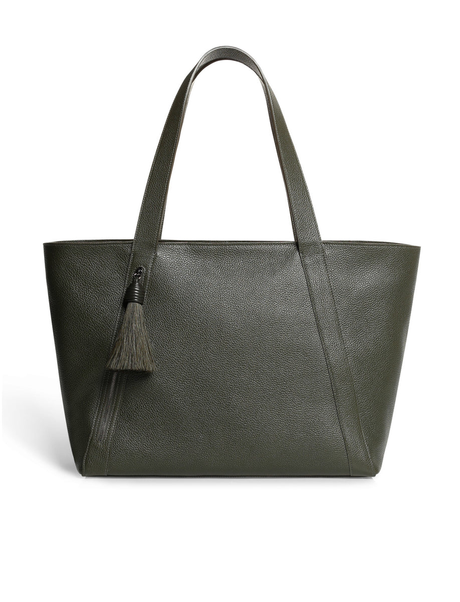 Akris Women's Medium Alexa Leather Tote - Olive