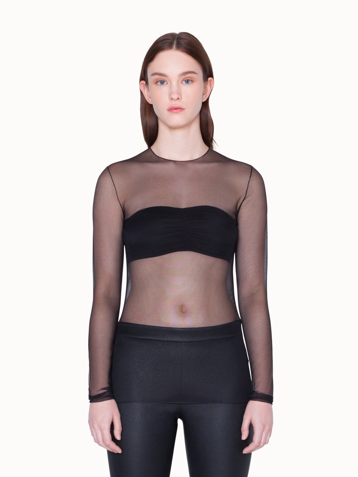 Black Long Sleeve Mesh Top