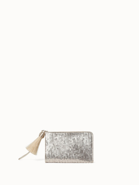 Tassel Pouch in Sequin Embroidery