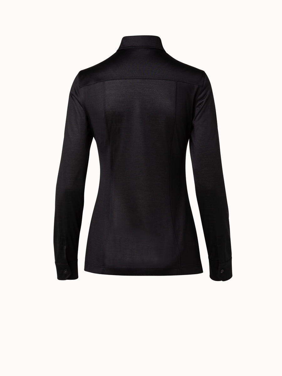 Akris Punto - Black, Blue, & White Colorblock Silk Blouse Sz 6 – Current  Boutique