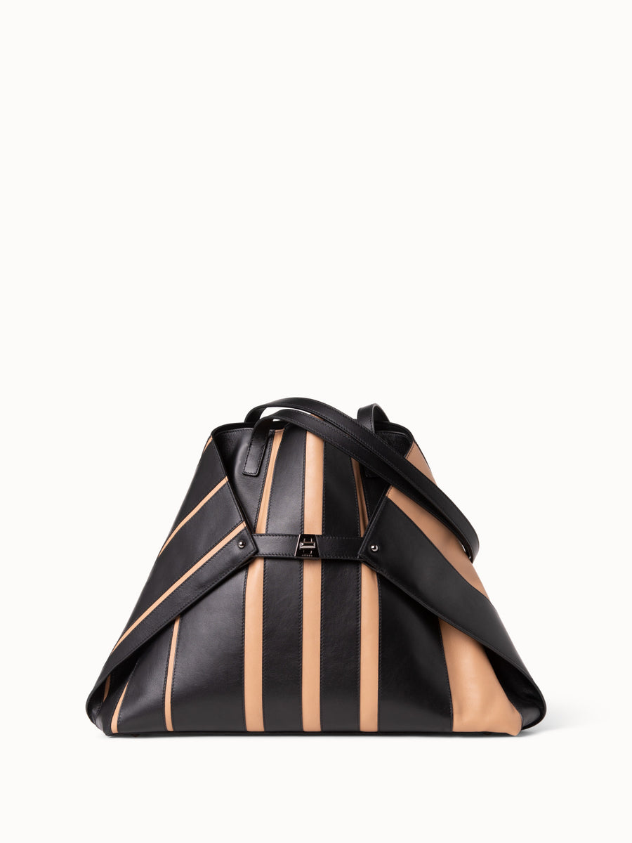 Medium Ai Shoulder Bag in Leather Stripes