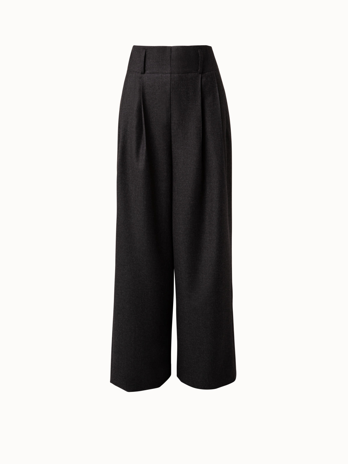 Wool Gabardine High Waist Wide Leg Pants