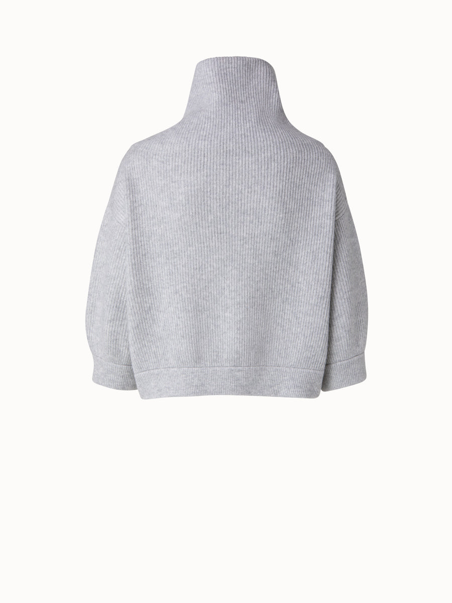 Boxy Ribbed Knit Cashmere Pullover