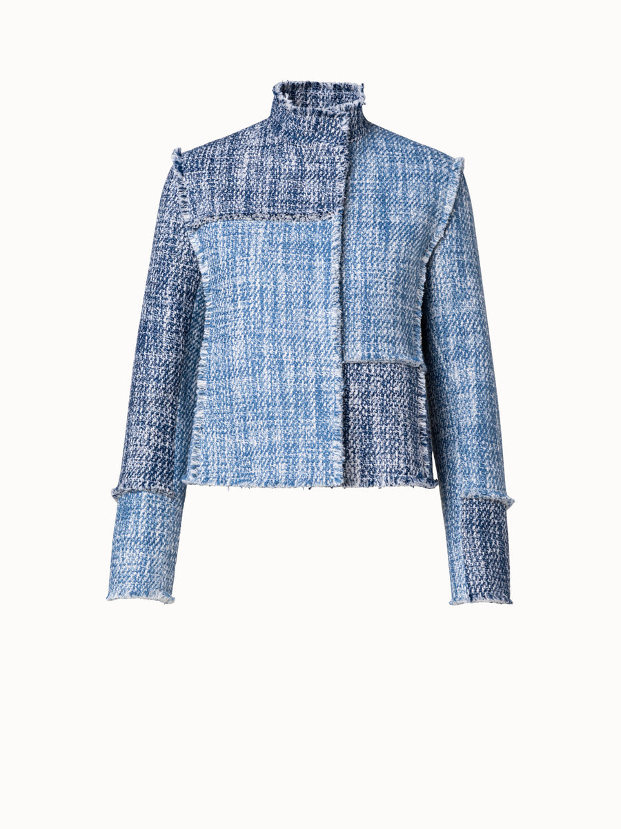 Boxy Cotton Blend Tweed Jacket