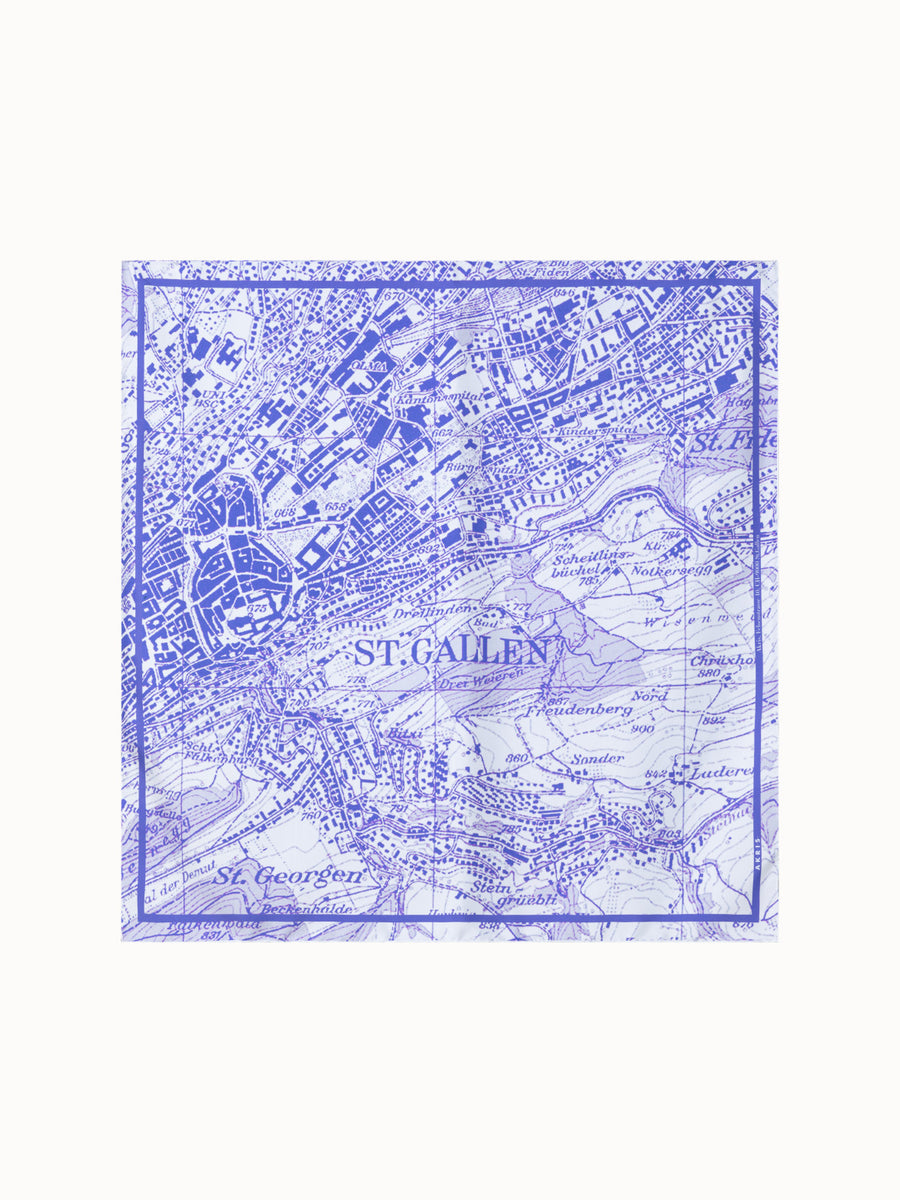 Cashmere Silk St. Gallen Map Print Scarf