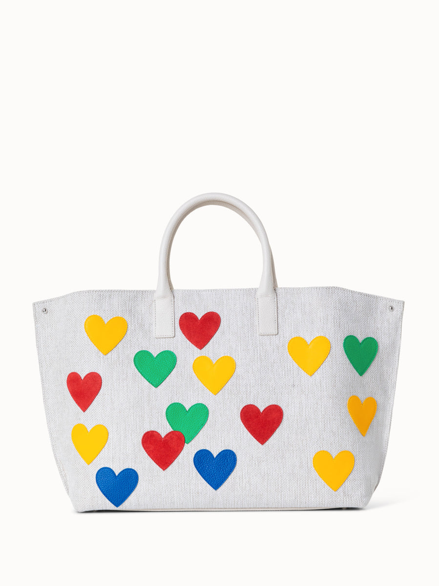 Medium Ai Messenger Bag in Canvas with Leather Hearts