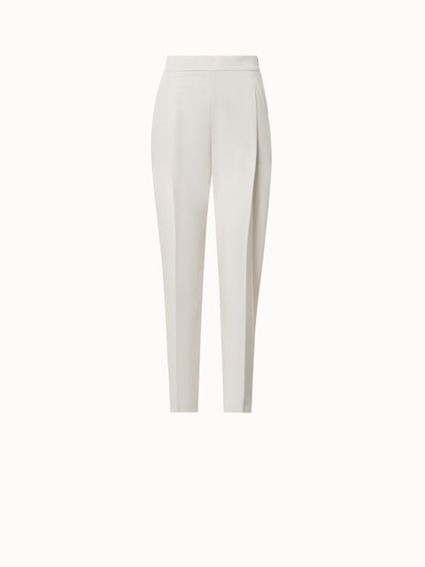 Tapered Cotton Stretch Slouchy Pants with Front Pleats