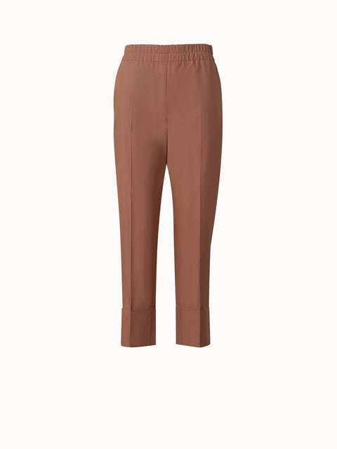 Tapered Cotton Pants with Elastic Waistband