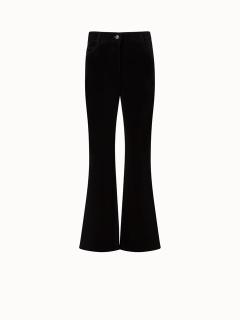 Cropped Velvet Bootcut Pants in Cotton