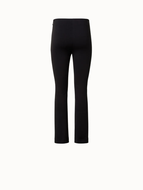 Cropped Slim Bootcut Pants with Elastic Waistband