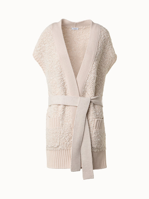 Long Knit Cardigan in Soft & Chunky Wool Alpaca Bouclé