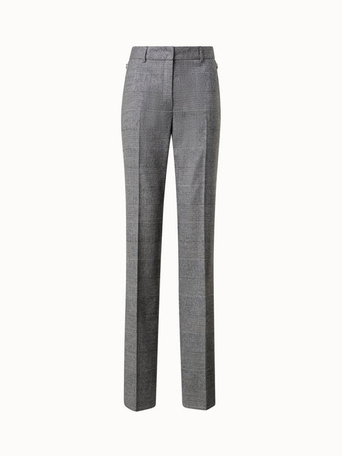 Straight Prince of Wales Checked Wool Cashmere Pants