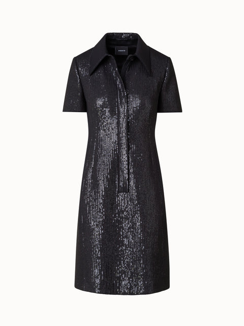 Sequin Silk Dress in Polo Style