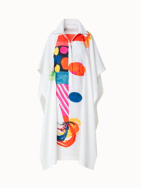 Cotton Caftan Dress with Rooster Print