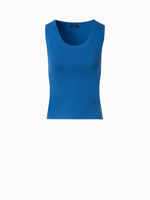 Knitted Cotton Stretch Scoop Neck Top