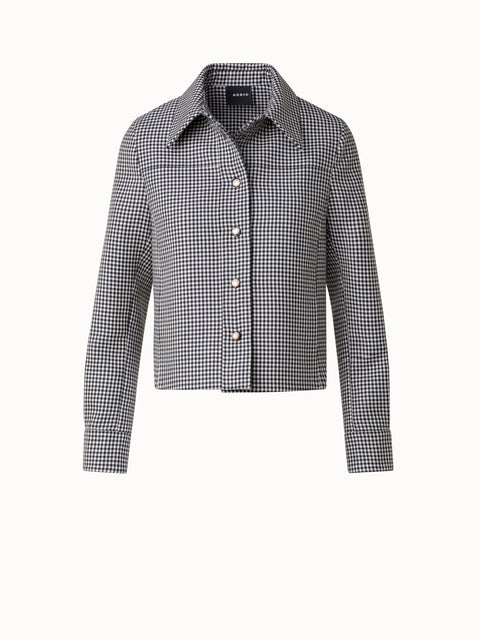Short Vichy Shirt Jacket in Wool Double-Face