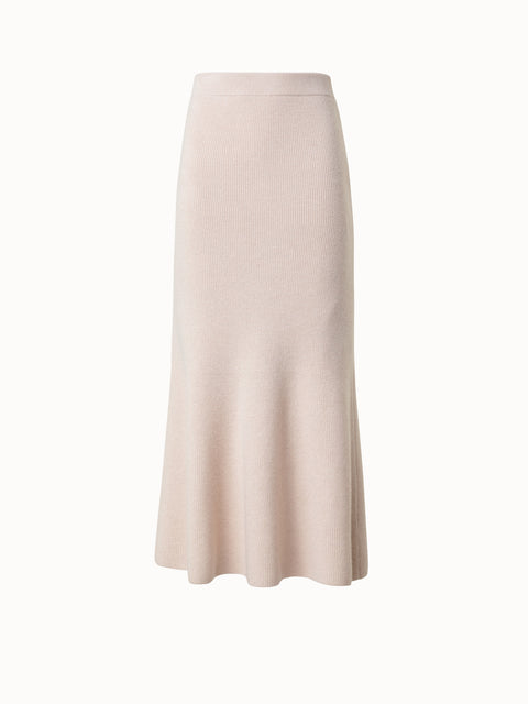 Midi Knit Skirt in Ribbed Cashmere