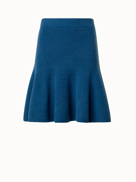 Short Cashmere A-Line Rip Knit Skirt