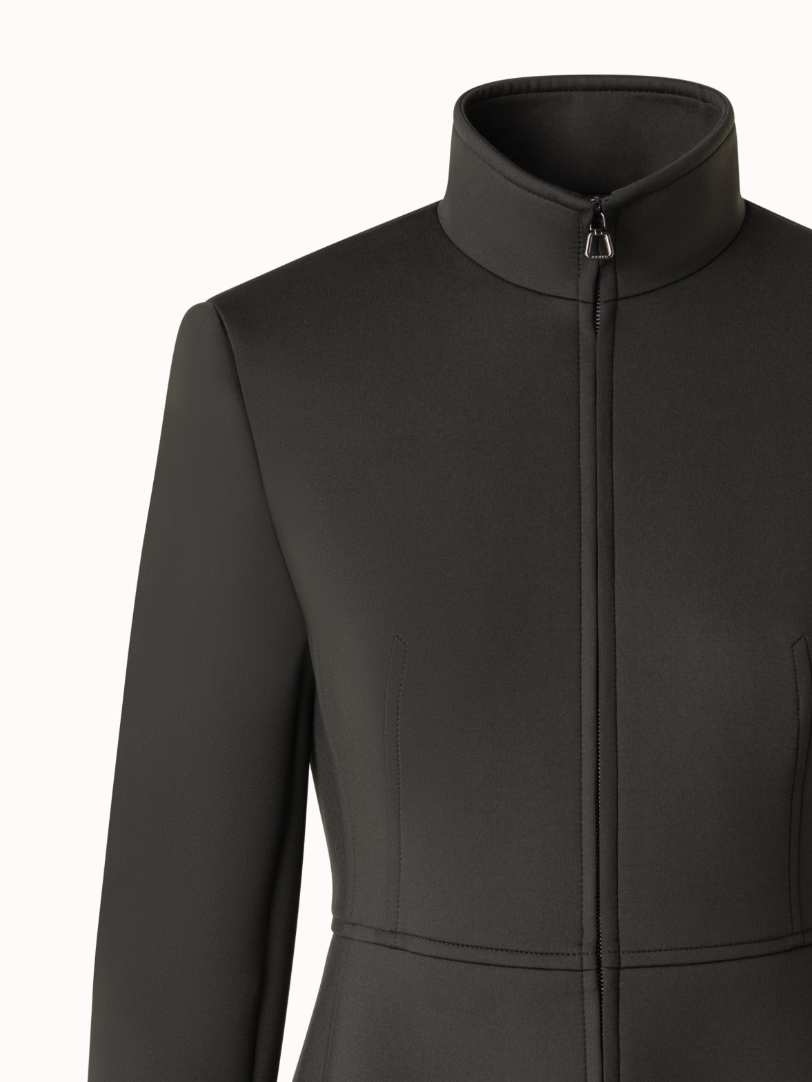 Long Neoprene Jacket with Stand Up Collar