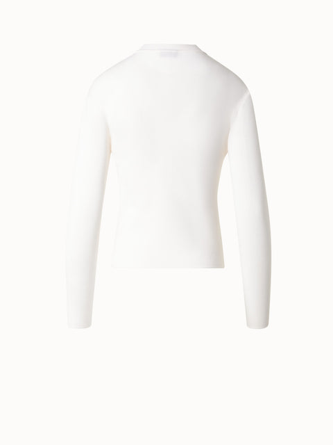 Wool Silk Sweater with Slit Round Neck