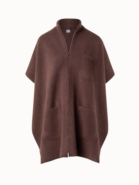 Cashmere Cape with Detachable Mink Fur Collar