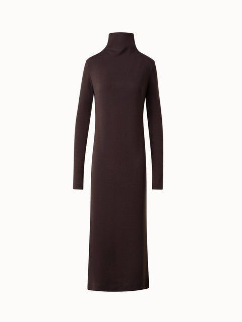 Tube Midi Dress with Turtle Neck in Wool Jersey