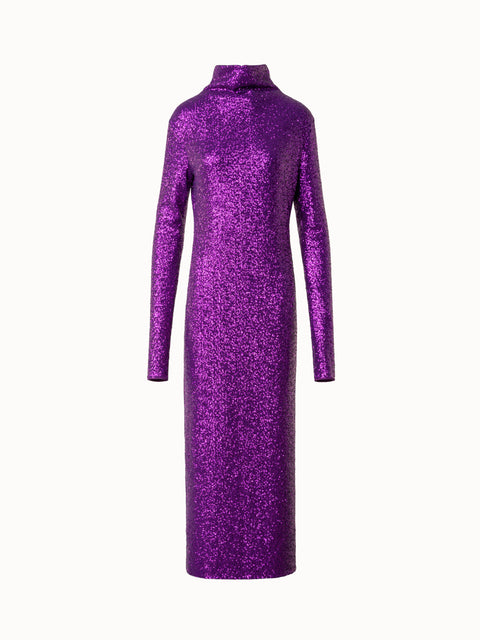 Long Sequined Evening Gown with Sleeves