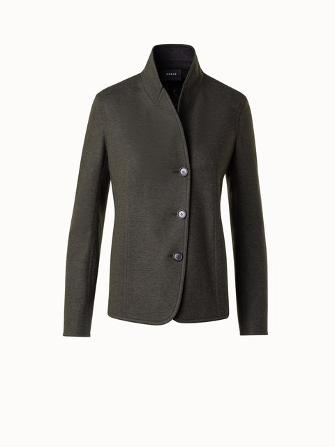 Cashmere Jersey Jacket with Asymmetrical Closure