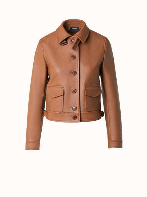 Short Bomber Leather Jacket