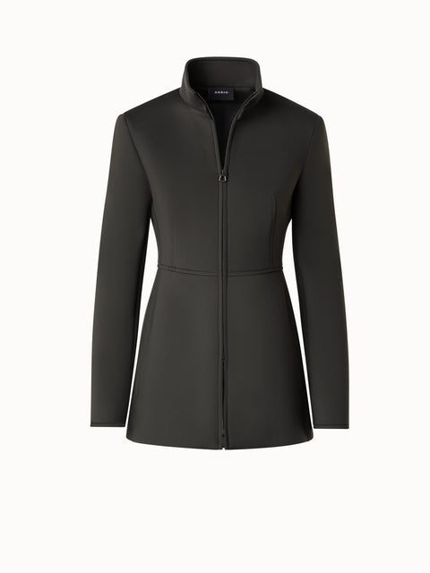 Long Neoprene Jacket with Stand Up Collar