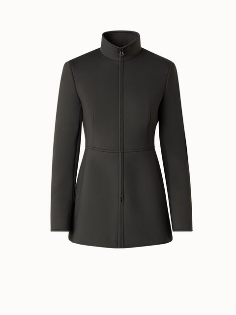 Long Neoprene Jacket with Stand Up Collar