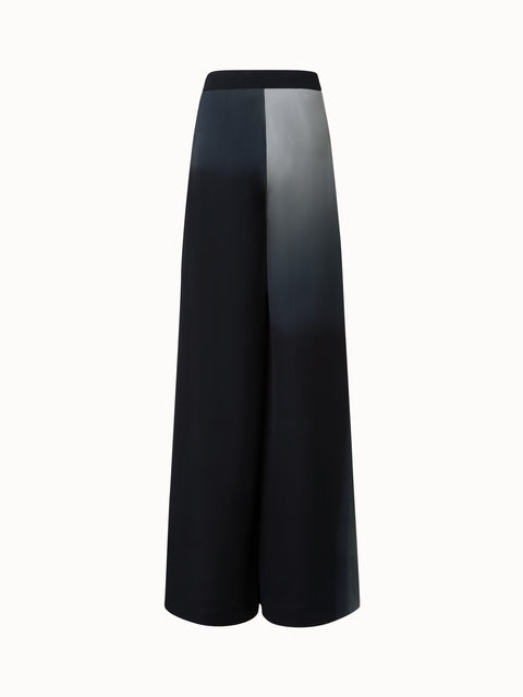 Extra Wide Palazzo Silk Pants with Shadow Print