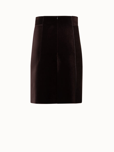 Short A-Line Skirt in Neoprene Velvet