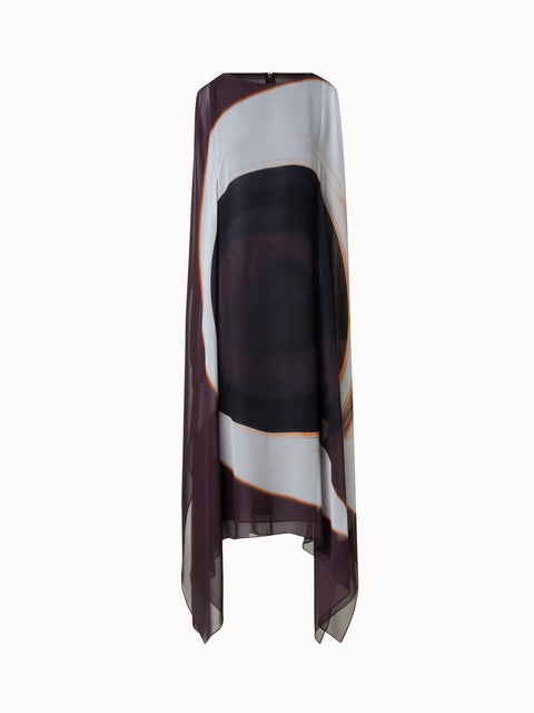 Sleeveless Caftan Dress in Silk Georgette with Mocca Loop Print