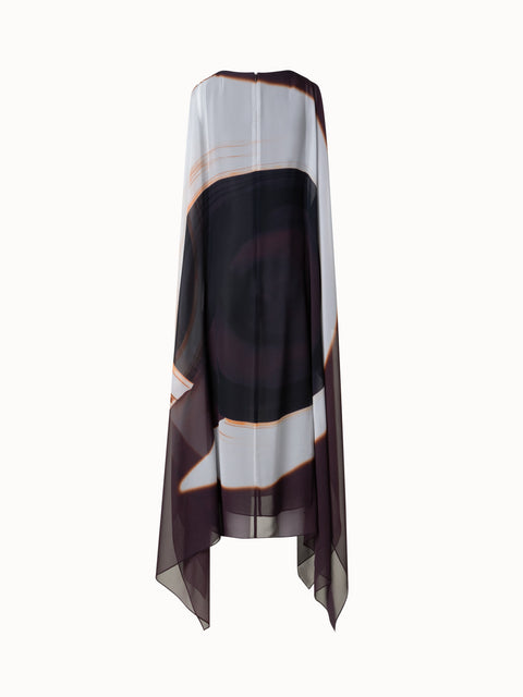 Sleeveless Caftan Dress in Silk Georgette with Mocca Loop Print