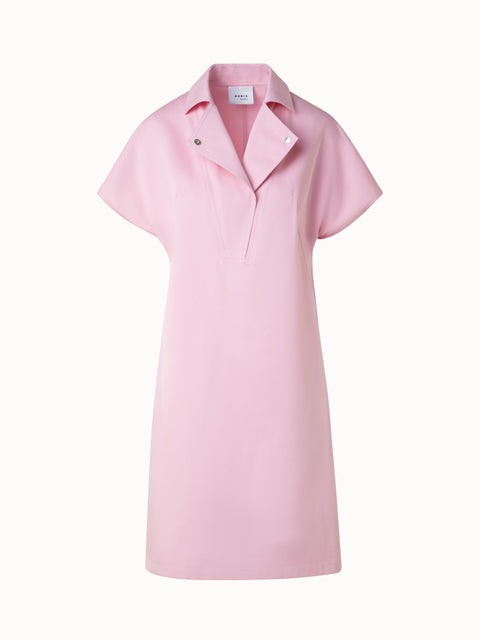 Polo Dress in Cotton Stretch with Biker Collar