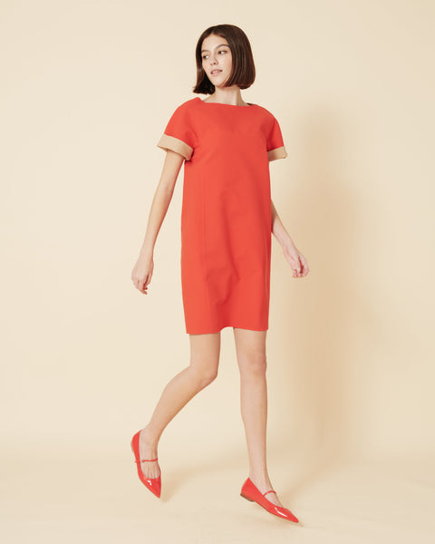 Reversible Bi-Color T-Shirt Dress in Cotton Double-Face