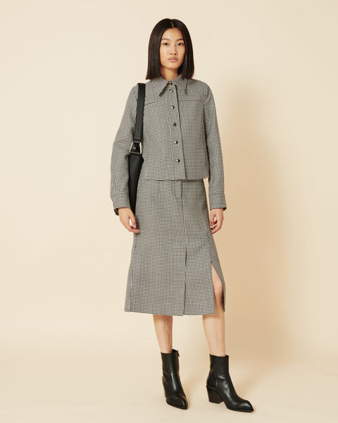Short Vichy Shirt Jacket in Wool Double-Face